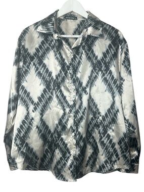 David Cline Neutral Button Up Blouse Size Large